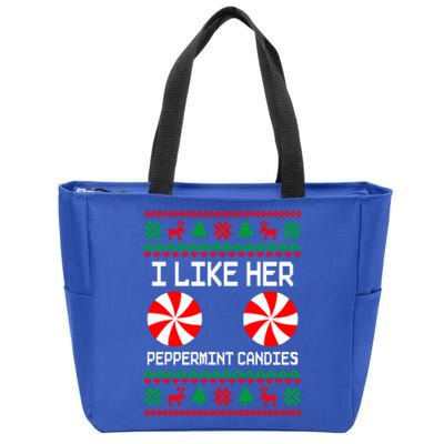 I Like Her Peppermint Candies Funny Couple Ugly Xmas Cute Gift Zip Tote Bag