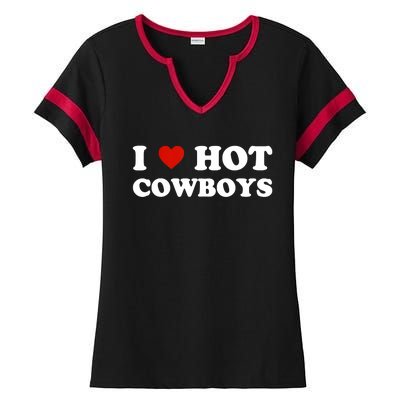 I Love Hot Cowboys Ladies Halftime Notch Neck Tee