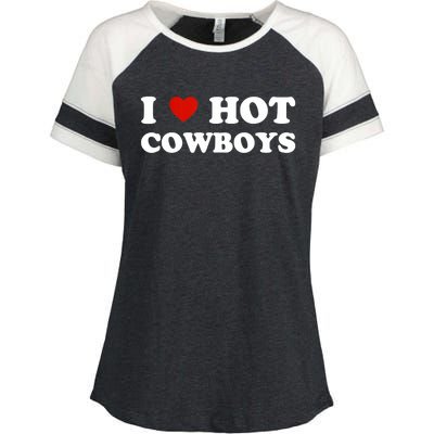 I Love Hot Cowboys Enza Ladies Jersey Colorblock Tee