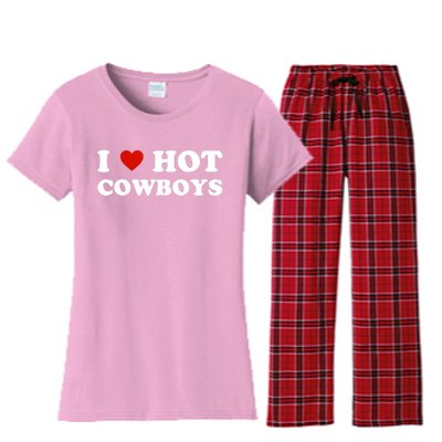 I Love Hot Cowboys Women's Flannel Pajama Set