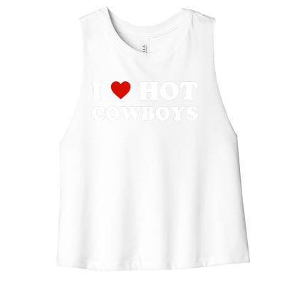 I Love Hot Cowboys Women's Racerback Cropped Tank