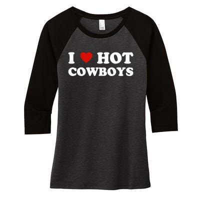 I Love Hot Cowboys Women's Tri-Blend 3/4-Sleeve Raglan Shirt