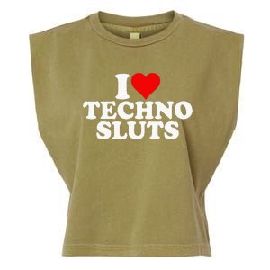 I Love Heart Techno Sluts Edm Music Garment-Dyed Women's Muscle Tee