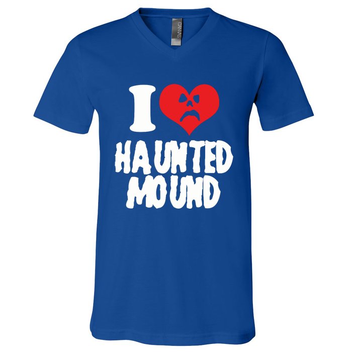 I Love Haunted Mound Cute Gift V-Neck T-Shirt