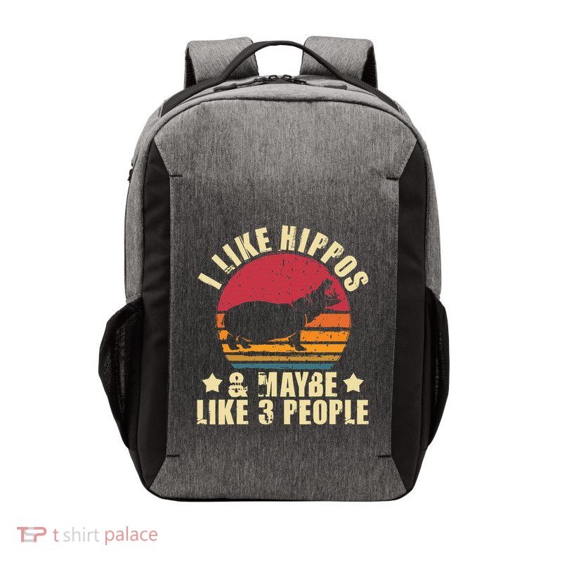 I Like Hippos & Maybe Like 3 People Zookeeper Hippopotamus Vector Backpack