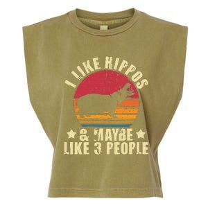 I Like Hippos & Maybe Like 3 People Zookeeper Hippopotamus Garment-Dyed Women's Muscle Tee