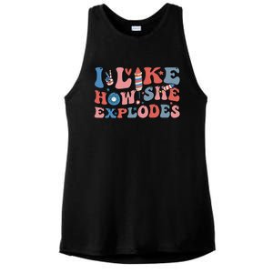 I Like How She Explodes Fireworks Funny 4th Of July Couple Ladies PosiCharge Tri-Blend Wicking Tank