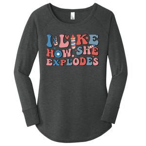 I Like How She Explodes Fireworks Funny 4th Of July Couple Women's Perfect Tri Tunic Long Sleeve Shirt