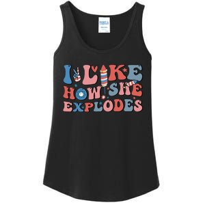 I Like How She Explodes Fireworks Funny 4th Of July Couple Ladies Essential Tank