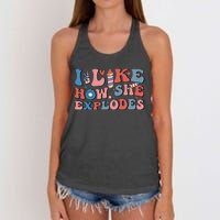 I Like How She Explodes Fireworks Funny 4th Of July Couple Women's Knotted Racerback Tank