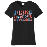 I Like How She Explodes Fireworks Funny 4th Of July Couple Women's T-Shirt