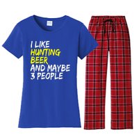 I Like Hunting And Beer Beer Ers Hunting Retirees Hunters Gift Women's Flannel Pajama Set