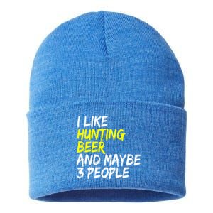 I Like Hunting And Beer Beer Ers Hunting Retirees Hunters Gift Sustainable Knit Beanie