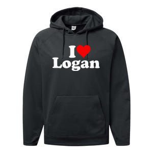 I Love Heart Logan Performance Fleece Hoodie