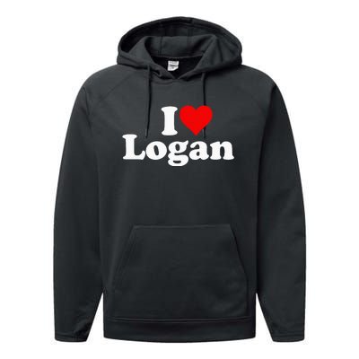 I Love Heart Logan Performance Fleece Hoodie