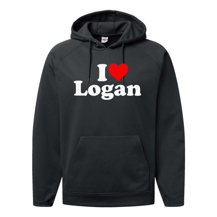 I Love Heart Logan Performance Fleece Hoodie