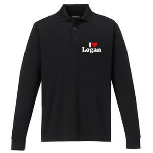 I Love Heart Logan Performance Long Sleeve Polo