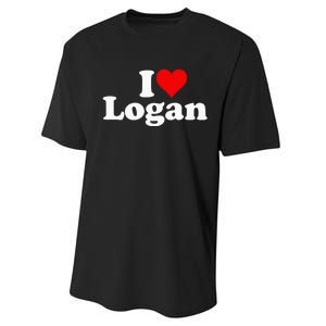 I Love Heart Logan Performance Sprint T-Shirt