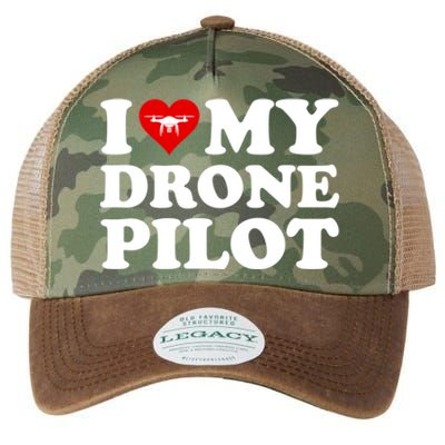 I Love (Heart) My Drone Pilot Cute Valentines Day Funny Gift Legacy Tie Dye Trucker Hat