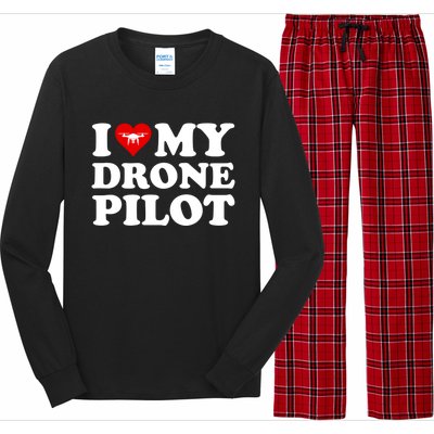 I Love (Heart) My Drone Pilot Cute Valentines Day Funny Gift Long Sleeve Pajama Set