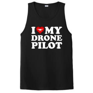 I Love (Heart) My Drone Pilot Cute Valentines Day Funny Gift PosiCharge Competitor Tank