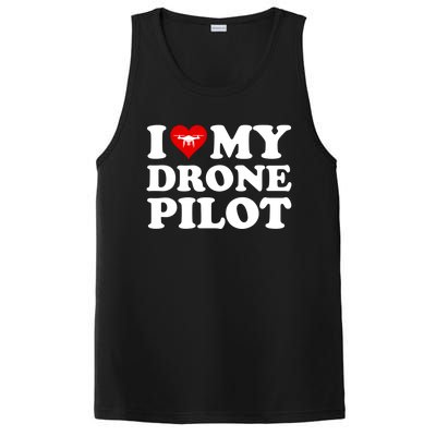 I Love (Heart) My Drone Pilot Cute Valentines Day Funny Gift PosiCharge Competitor Tank