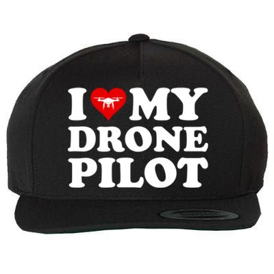 I Love (Heart) My Drone Pilot Cute Valentines Day Funny Gift Wool Snapback Cap