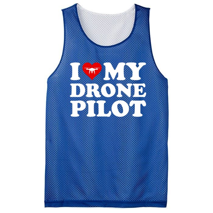 I Love (Heart) My Drone Pilot Cute Valentines Day Funny Gift Mesh Reversible Basketball Jersey Tank