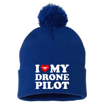 I Love (Heart) My Drone Pilot Cute Valentines Day Funny Gift Pom Pom 12in Knit Beanie