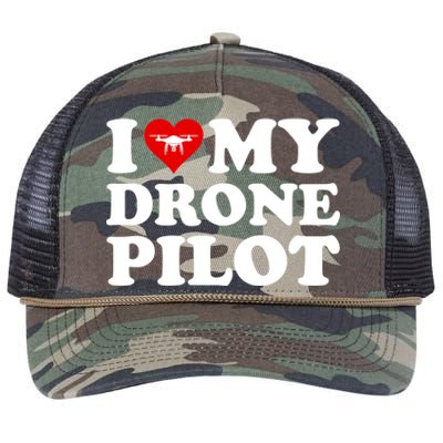 I Love (Heart) My Drone Pilot Cute Valentines Day Funny Gift Retro Rope Trucker Hat Cap