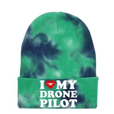 I Love (Heart) My Drone Pilot Cute Valentines Day Funny Gift Tie Dye 12in Knit Beanie