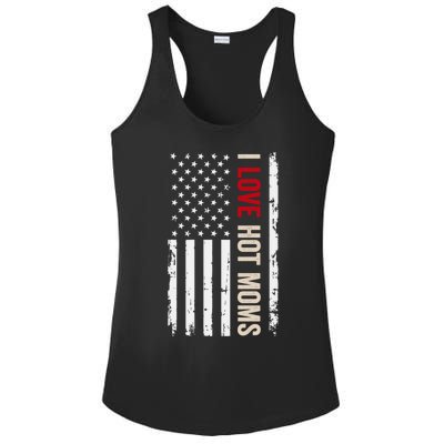 I Love Hot Moms American Usa Flag Gift Ladies PosiCharge Competitor Racerback Tank