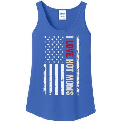 I Love Hot Moms American Usa Flag Gift Ladies Essential Tank