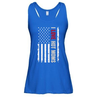 I Love Hot Moms American Usa Flag Gift Ladies Essential Flowy Tank