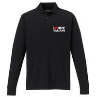 I Love Hot Italians I Heart Hot Italians Performance Long Sleeve Polo