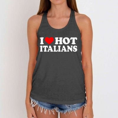 I Love Hot Italians I Heart Hot Italians Women's Knotted Racerback Tank