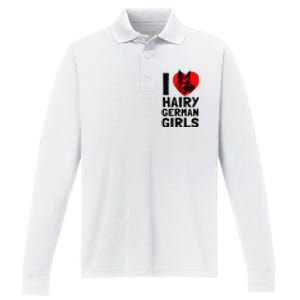 I Love Hairy German German Shepherd edition  Performance Long Sleeve Polo