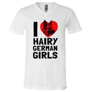 I Love Hairy German German Shepherd edition  V-Neck T-Shirt