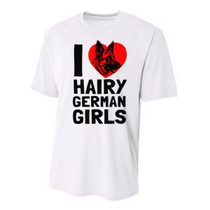 I Love Hairy German German Shepherd edition  Performance Sprint T-Shirt