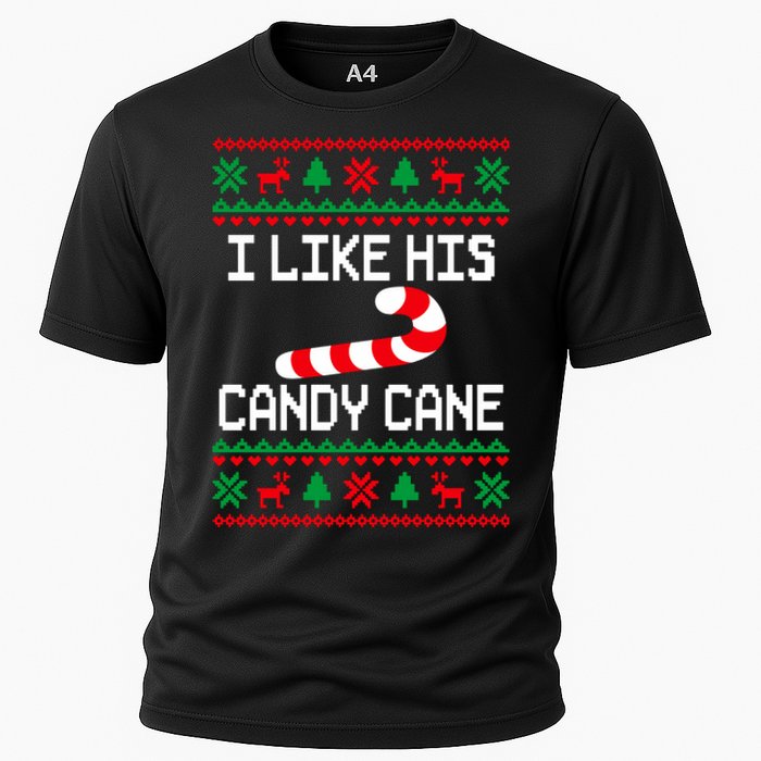 I Like His Candy Cane Funny Couples Ugly Christmas Sweater Cooling Performance Crew T-Shirt