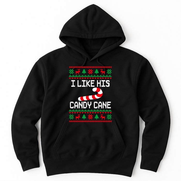 I Like His Candy Cane Funny Couples Ugly Christmas Sweater Hoodie