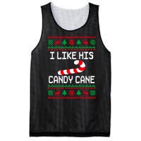 I Like His Candy Cane Funny Couples Ugly Christmas Sweater Mesh Reversible Basketball Jersey Tank