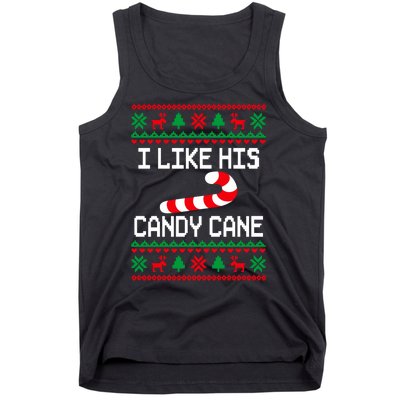 I Like His Candy Cane Funny Couples Ugly Christmas Sweater Tank Top