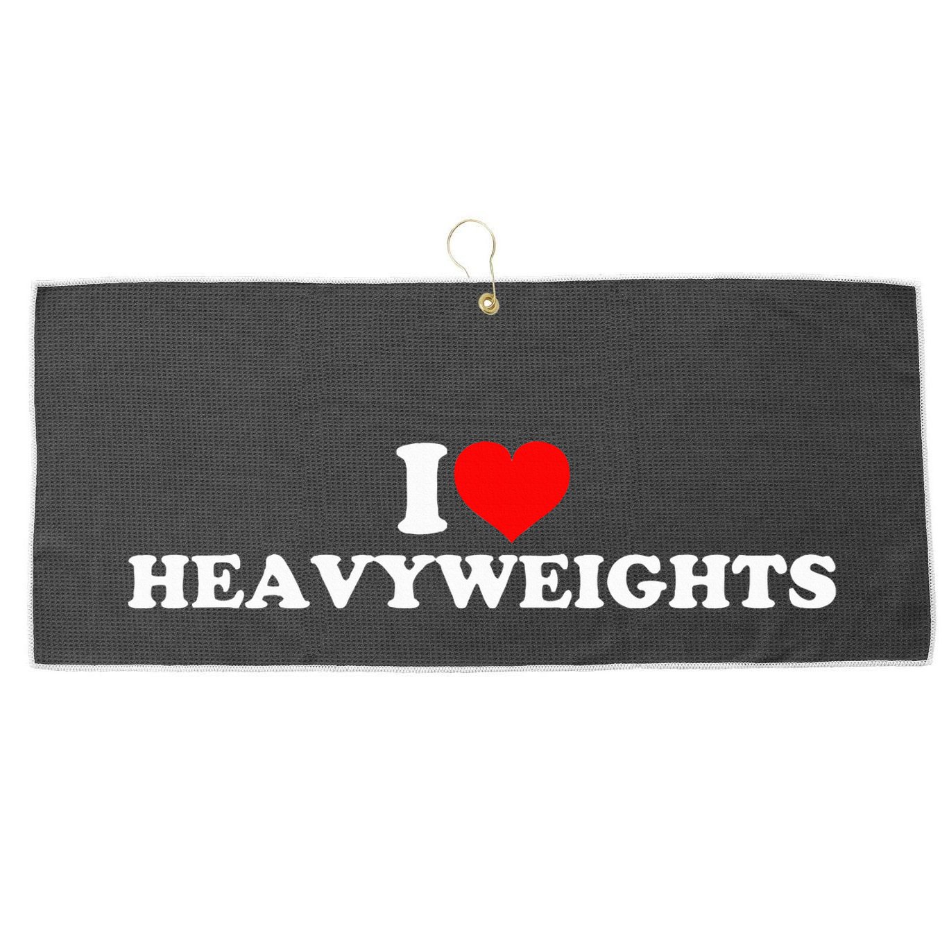 I Love Heavyweights Large Microfiber Waffle Golf Towel