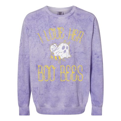 I Love Her Boo Bees Couples Halloween Adult Costume His Colorblast Crewneck Sweatshirt