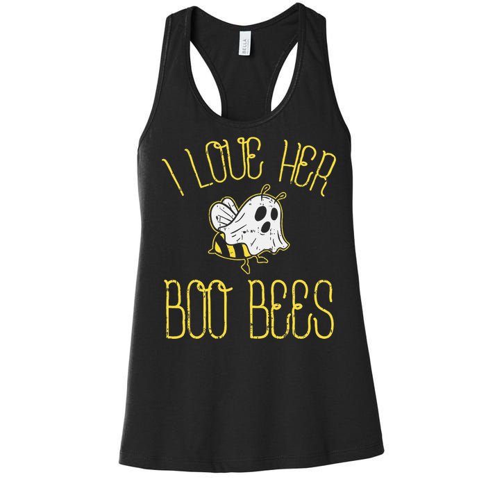 I Love Her Boo Bees Couples Halloween Adult Costume His Women's Racerback Tank