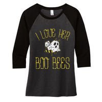 I Love Her Boo Bees Couples Halloween Adult Costume His Women's Tri-Blend 3/4-Sleeve Raglan Shirt