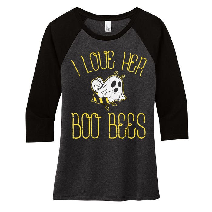 I Love Her Boo Bees Couples Halloween Adult Costume His Women's Tri-Blend 3/4-Sleeve Raglan Shirt