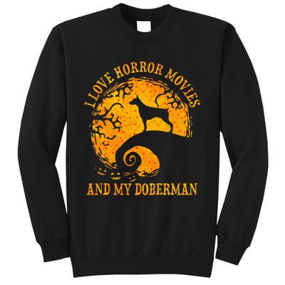 I Love Horror Movies And My Doberman Sweatshirt