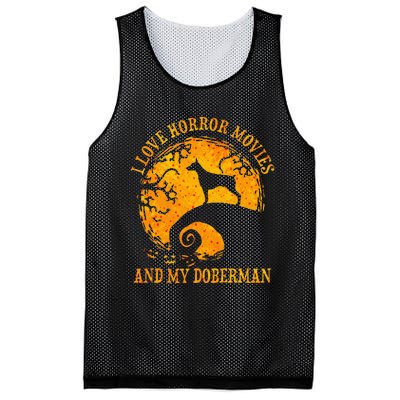 I Love Horror Movies And My Doberman Mesh Reversible Basketball Jersey Tank